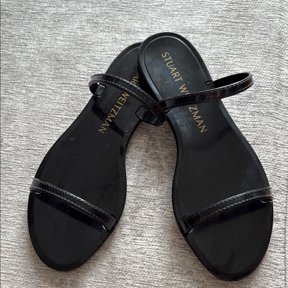 Stuart Weitzman Black Minimalist Flat Jelly Sandals